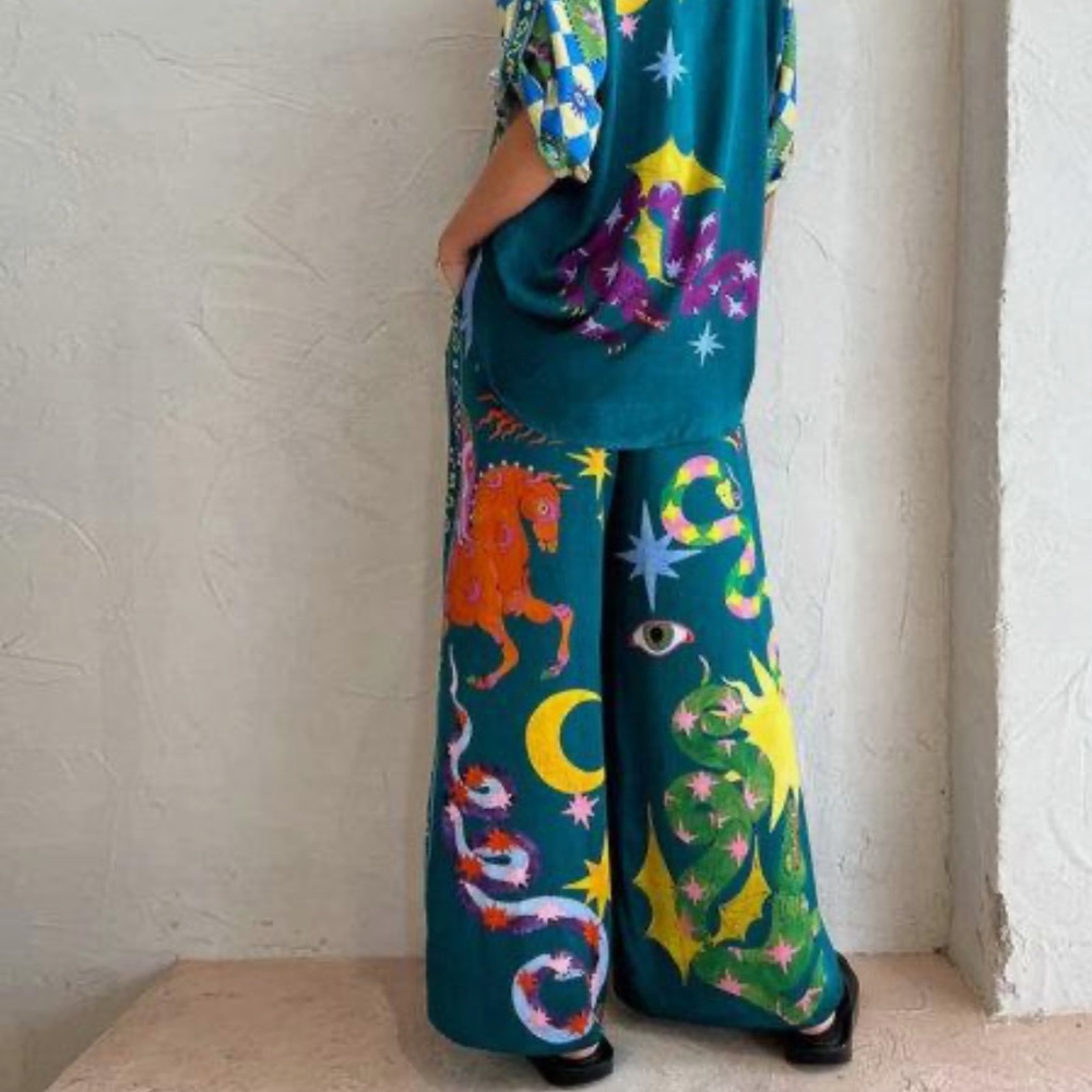 Emerald Multi-Print Wide-Leg Jumpsuit - Picture 5 of 7
